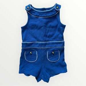 Janie & Jack LAKESHORE GETAWAY Blue Piped Romper Toddler Girls Cotton Size 2T